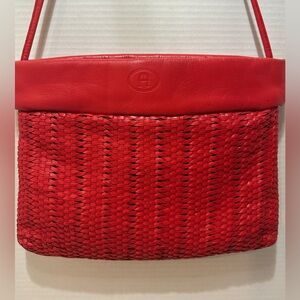 Etienne Aigner Elegant Red Woven Leather Bag
